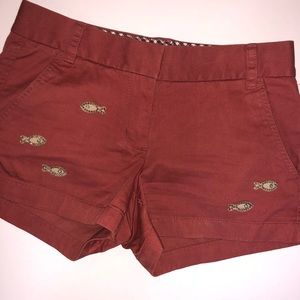 J. Crew chino shorts with fish